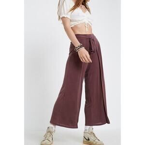 Urban Ourfitters wrap front cupro wide leg split leg pants womens size small